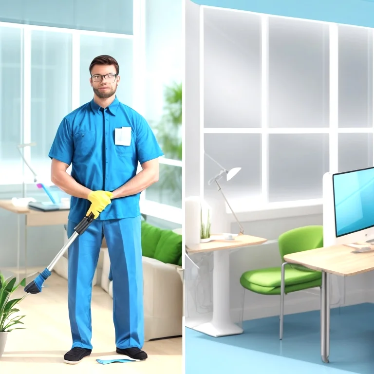Reinigungsteam bei der Arbeit in einem Büro